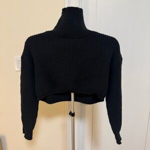 Black Turtleneck Cropped Sweater